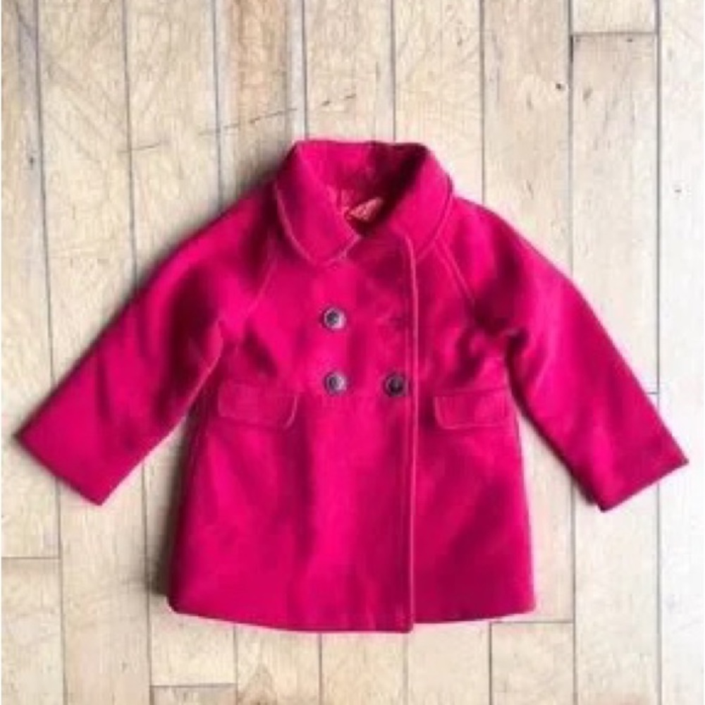 Joe Fresh Girls' Double-Breasted Pea Coat - Bright Pink